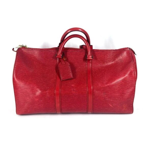 LOUIS VUITTON M42967 Epi Keepall50 Travel Bag Hand Bags Duffle Bag Castilian Red - Picture 1 of 16